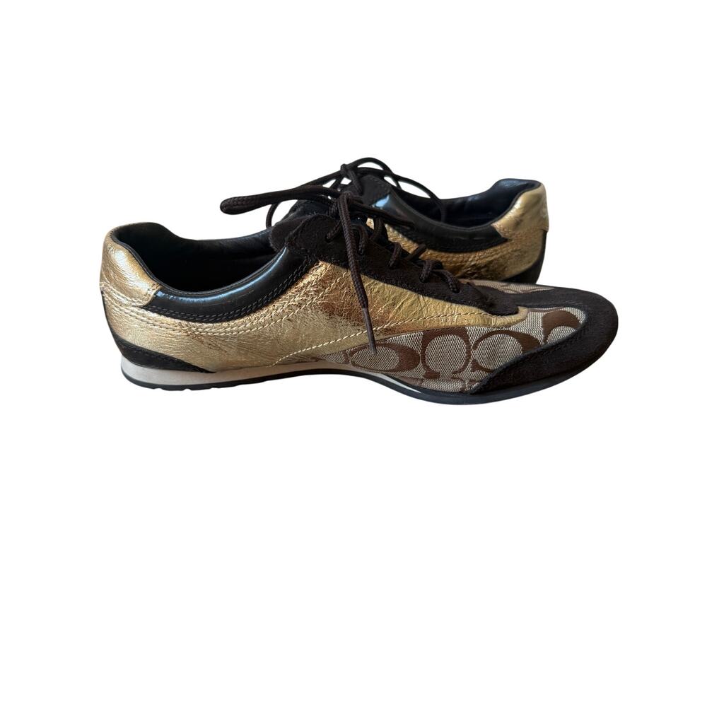 Coach Womens Kodie Signature Logo Gold and Brown Women's Sneakers Size 10 - Picture 9 of 13